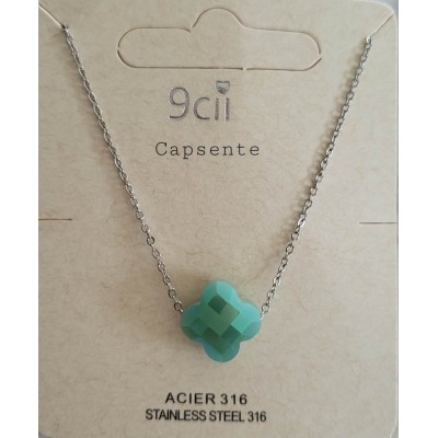 Collier trèfle argenté