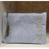 Pochette cœurs velours : noire, beige, bleue ou kaki