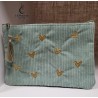 Pochette petits cœurs velours vert d'eau ou blush