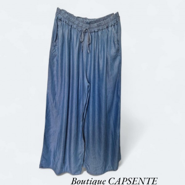 Pantalon TENCEL bleu jean LARGE avec poches