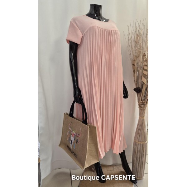 Robe plissée longue avec poches