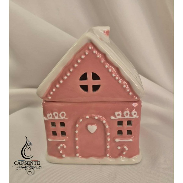 Brûleur petite maison pain d'épices rose