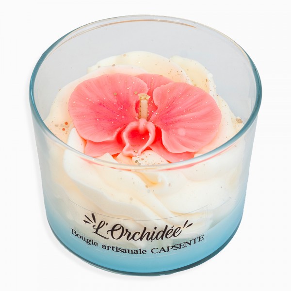 Bougie artisanale ''l'orchidée '' 100% cire végétale, sans CMR ni Phtalates