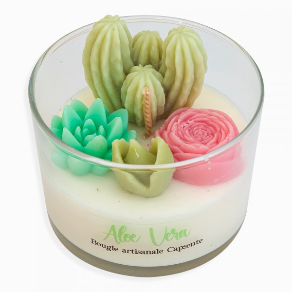 Bougie artisanale ALOE VERA sans CMR ni Phtalates 100% cire végétale.